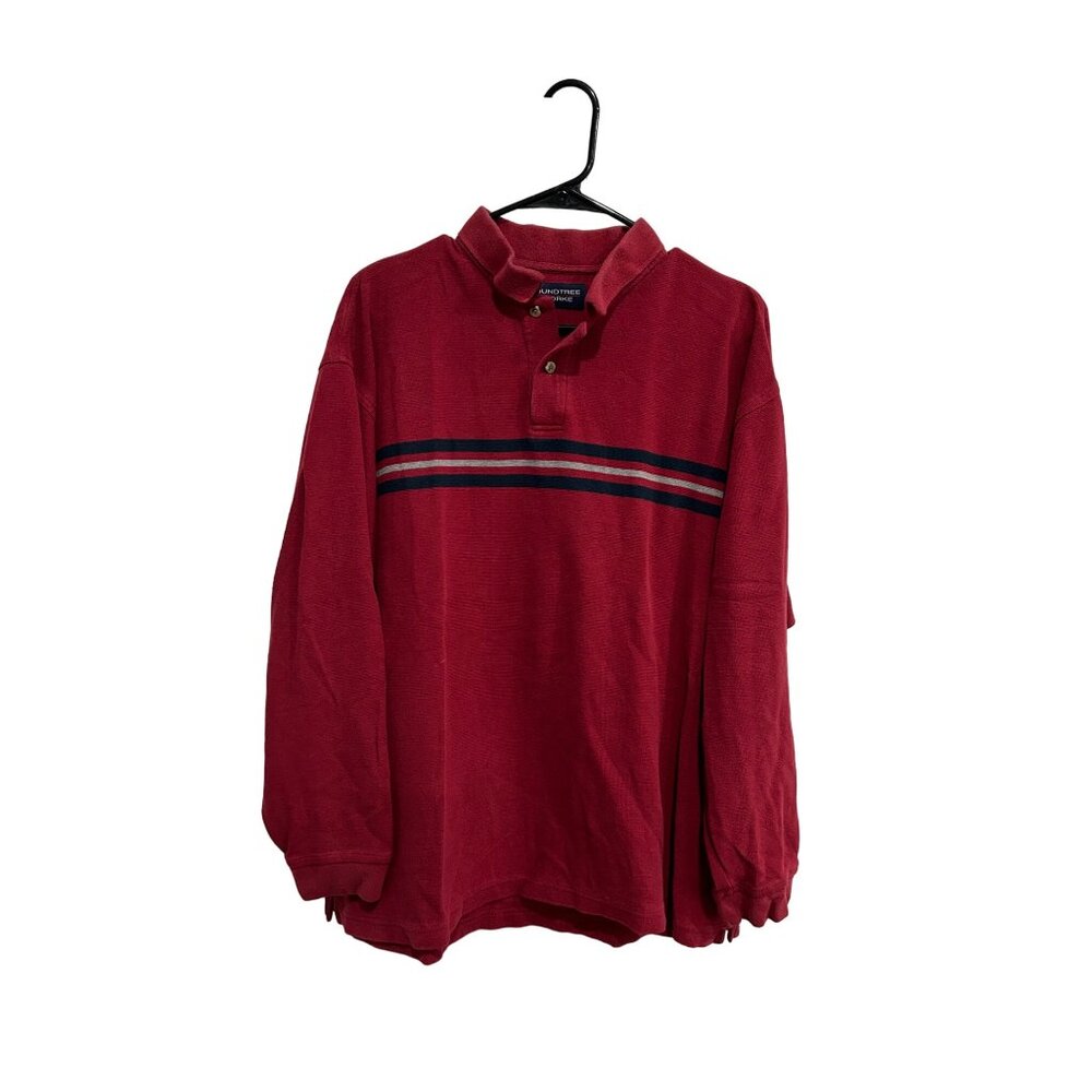 Roundtree & Yorke Mens Red Long Sleeve Polo Shirt Cotton Sz XL
